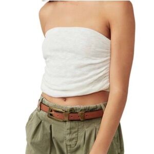 Free People White + washed black tube Top